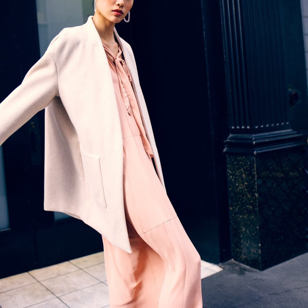 New Zara Oversized Collarless Coat (M)